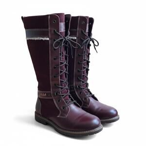 SAUTÉ MOUTON Tall Lace-Up & Zip Leather Suede Boots – Shearling Lined – EU 36